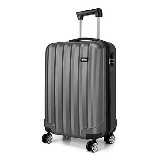 KONO valigetta leggera per cabina, 55 x 35 x 20 cm, custodia rigida, bagaglio in abs a 4 ruote, bagaglio a mano, valigia da viaggio, grigio. , 55 x 35 x 20 cm, bagaglio a mano