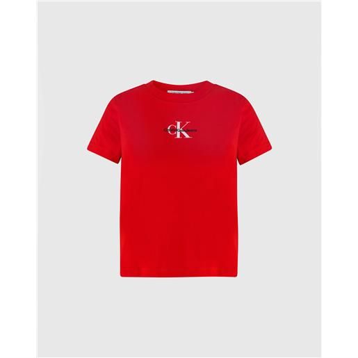 Calvin Klein t-shirt corta monogram rosso donna