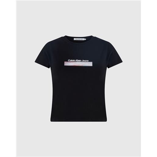 Calvin Klein t-shirt corta con logo vestibilità slim nero donna