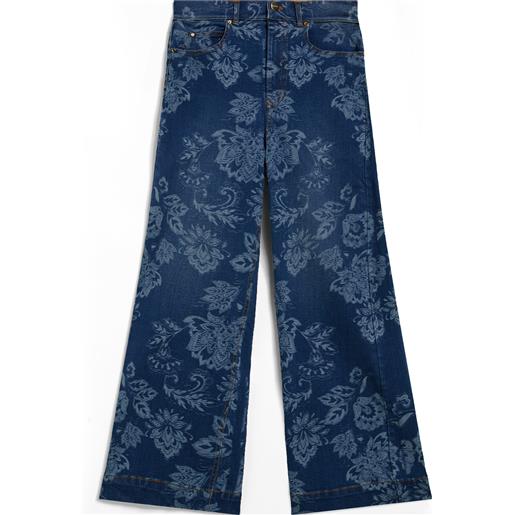 Freddy jeans wide leg cropped con grafica floreale all over