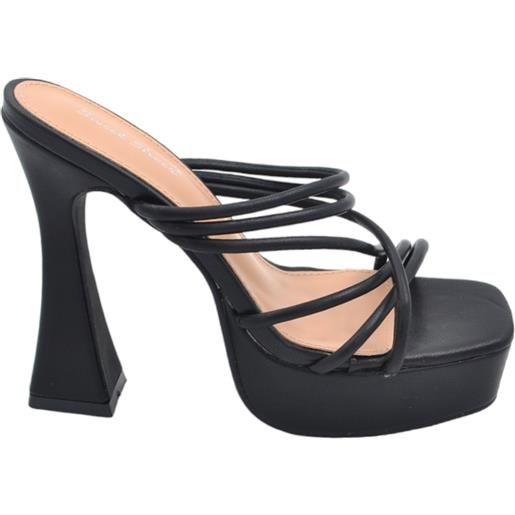 Malu Shoes sandalo tacco donna platform in pelle nero con plateau alto 3,5 cm e tacco clessidra 15 cm fascette incrocio avampiede