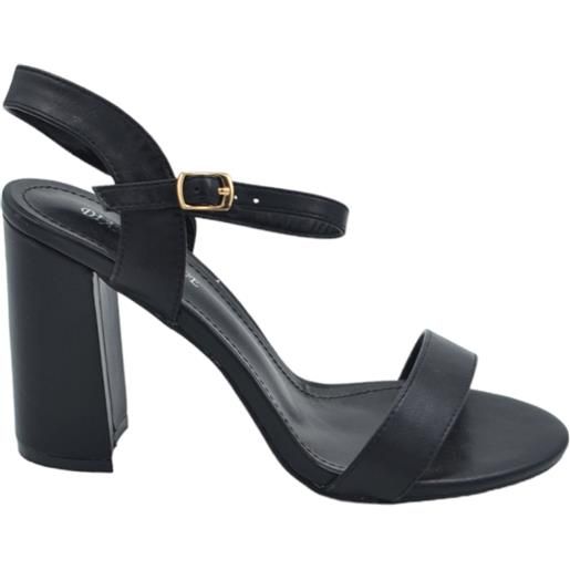 Malu Shoes scarpe sandalo nero donna con tacco 6 cm basso comodo basic con fascia morbida e cinturino alla caviglia open toe