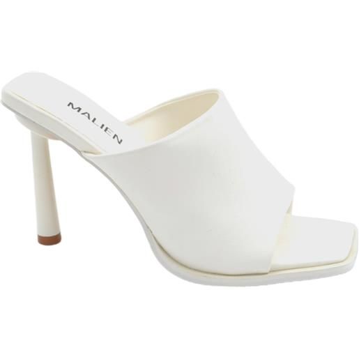 Malu Shoes sandalo sabot bianco donna con tacco spillo martini 10 mule unica fascia pelle comodo estivo comodo