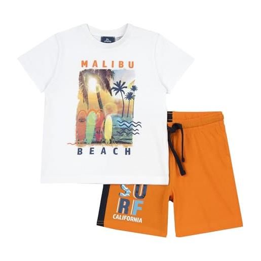 Chicco completo 2 pezzi t-shirt e pantaloncini, bambini e ragazzi, arancione, 24 mesi
