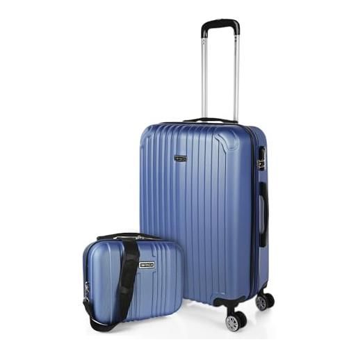 ITACA - valigia media da viaggio rigide. Trolley medio con 4 ruote. Materiale abs valigia media rigida in offerta resistente e super leggero - valigia 20 kg lucchetto tsa t71560b, blu zaffiro