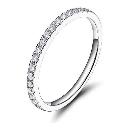 Zakk eternity anello da donna in argento 925 con cubic zirconia anelli di fidanzamento promessa di matrimonio 2mm (argento, 60 (19.1))
