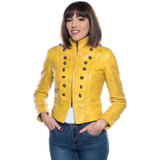 Leather Trend sara - giacca donna giallo tamponato in vera pelle