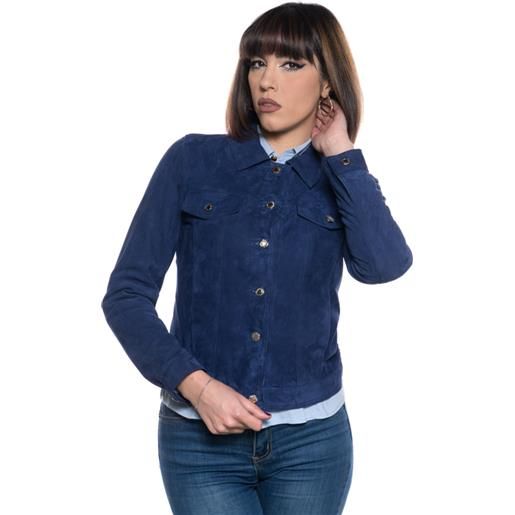 Leather Trend giusy - giacca donna blu in vero camoscio
