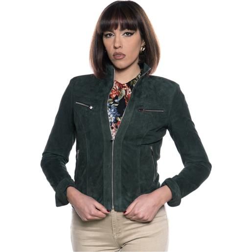 Leather Trend kelly - giacca donna verde in vera pelle di renna