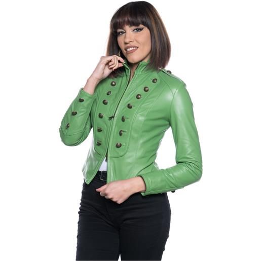 Leather Trend sara - giacca donna verde in vera pelle