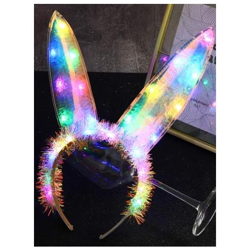 Yean fascia luminosa orecchie di coniglio fascia per capelli luminosa copricapo costume rave party accessori per capelli per donne e ragazze