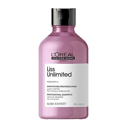 L'Oréal Professionnel paris shampoo professionale per capelli crespi liss unlimited serie expert, formula lisciante anti-crespo, 300 ml