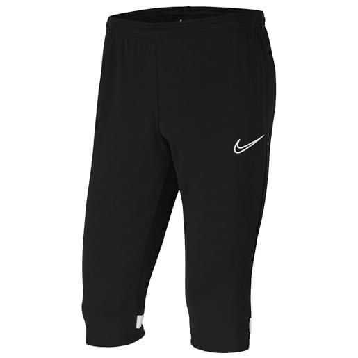 Nike academy 21 3/4 knit (youth), pants unisex adulto, nero/bianco, s