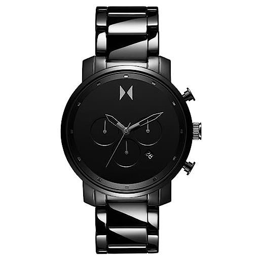 MVMT orologio con cronografo al quarzo da uomo collezione chrono con cinturino in ceramica, pelle o acciaio inossidabile nero 1 (black)