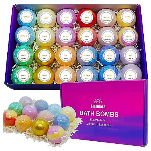 Fafamara bombe da bagno, 24 pezzi palline da bagno biologiche con ingredienti naturali per lei/lui/fidanzata/moglie per il suo compleanno e per pasqua
