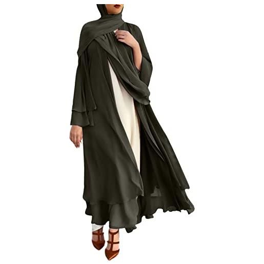 Bluelucon abito da donna musulmano burka intero da donna abaya set lungo elegante turco musulmano abiti lunghi set da donna vestito con hijab, 0620a-rosa, xxl
