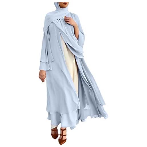 Bluelucon abito da donna musulmano burka intero da donna abaya set lungo elegante turco musulmano abiti lunghi set da donna vestito con hijab, 0620a-rosa, m