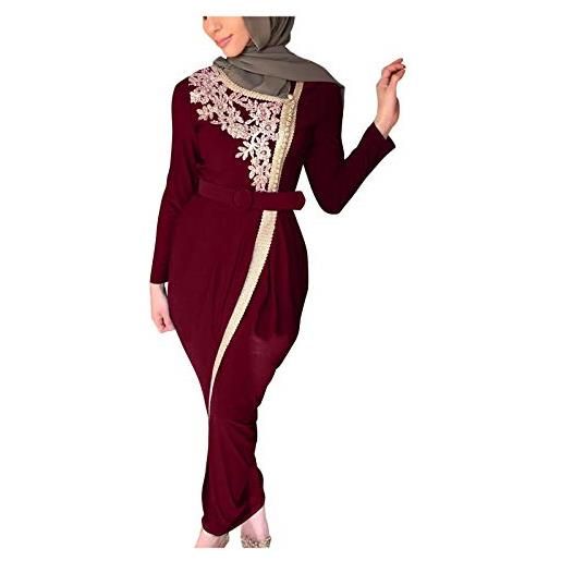 Bluelucon abaya musulmano donna islamica medio oriente dubai turchia maxi abaya set lungo elegante turco musulmano vestito lungo set lunghezza con hijab, 0620b-nero, s