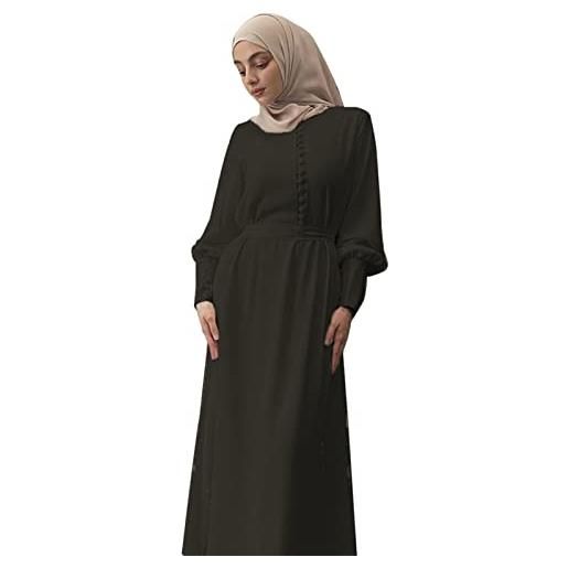 Bluelucon kaftan donne lungo arabo hijab abaya set lungo elegante dubai caftano vestito per ramadan donne robe con hijab, nero , xxl