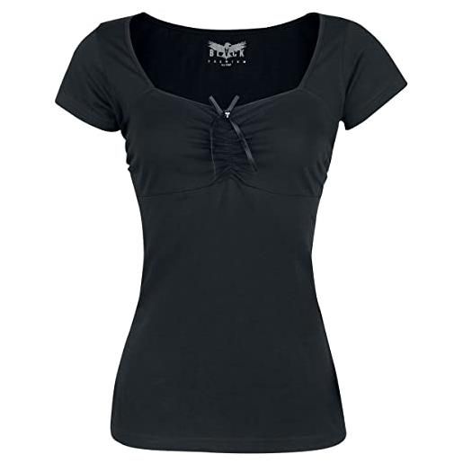 Black Premium by EMP donna t-shirt nera con volant s