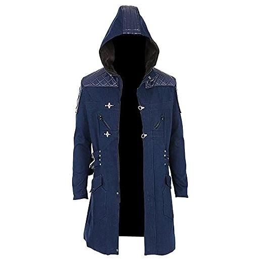 Aksah fashion devil may cry 5 dmc nero blu cotone trench coat, blu, xl