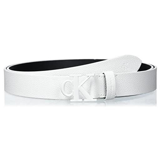 Calvin Klein Jeans mono hardware belt 30mm cintura, bright white, 130 cm donna