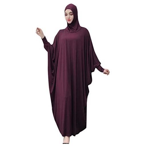 Bluelucon kaftan donna lungo arabo dubai hijab matrimonio abaya abito porta teset giyim prayer set islam donna abbigliamento preghiera per ragazze, lilla, taglia unica