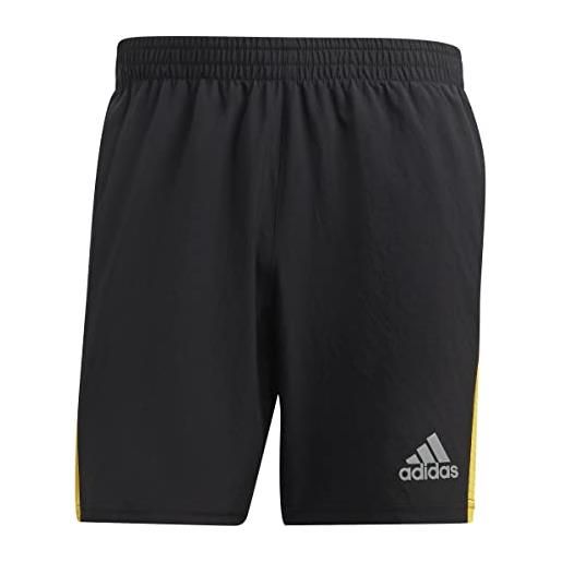 adidas own the run shorts pantaloncini corti, black/bold gold/reflective silver, xs 5 inch men's