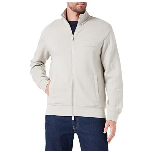 ARMANI EXCHANGE logo in rilievo sul davanti, zip e tasche frontali, cardigan sweater uomo, nebbia di londra, xl