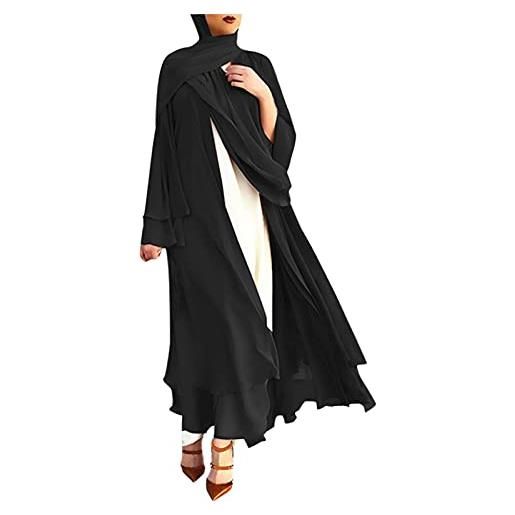 Bluelucon abbigliamento musulmano donne hijab set burka preghiera set islam donne dubai caftano abito per ramadan musulmano stampa caftano islamico, nero , s