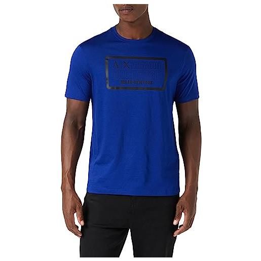 Armani Exchange regular fit box logo pima cotton tee t-shirt, nero, s uomo