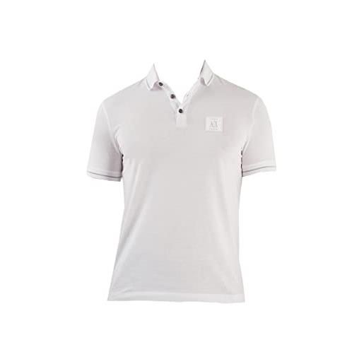 Armani Exchange polo in jersey di cotone, vestibilità normale, con logo metallico, bianco, l uomo