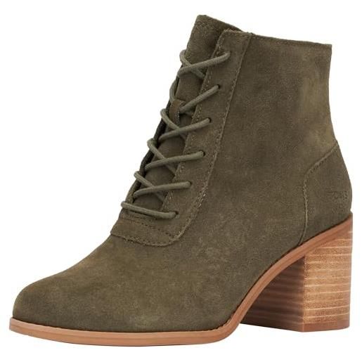 TOMS evelyn lace-up, stivaletto donna, olive night suede, 42 eu