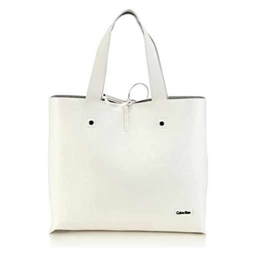 Calvin Klein Jeans stef reversible tote, borsa shopper donna, bianco (weiß (white / silver 100)), 45x29x15 cm (b x h x t)