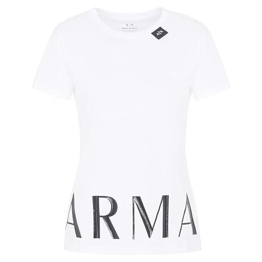 Armani Exchange cotton jersey shiney armani logo tee t-shirt, bianco, l donna