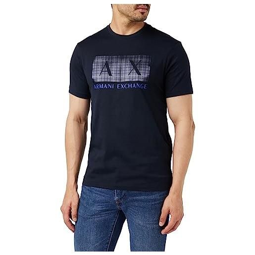 Armani Exchange regular fit ax box logo tee t-shirt, blu navy, s uomo