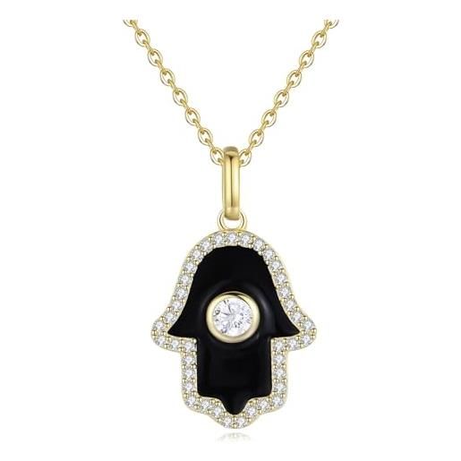 GAVU collana mano di fatima da donna con ciondolo occhio bianco, collana argento 925 donna, collana oro donna