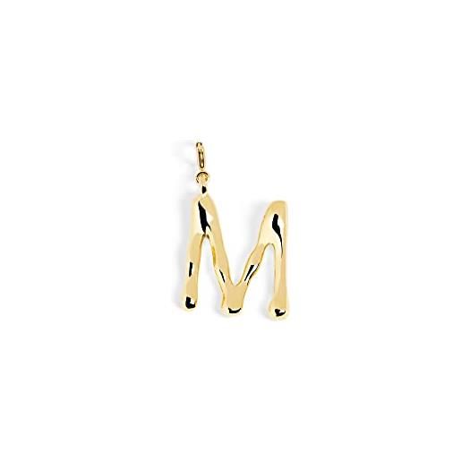 SINGULARU - charm letter xl oro - pendente iniziale in ottone con finitura placcata in oro 18kt - pendente lettere a - z - charm combinabile con collana - gioielli da donna - lettera m