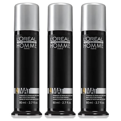 L'Oréal Professionnel uomo - trio mat unguento modellante 3 x 80 ml
