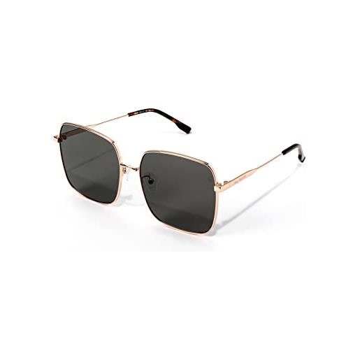 ISHEEP occhiali da sole da uomo e donna polarizzati rettangolari poligonali vintage classico retrò. Sis-09-gd