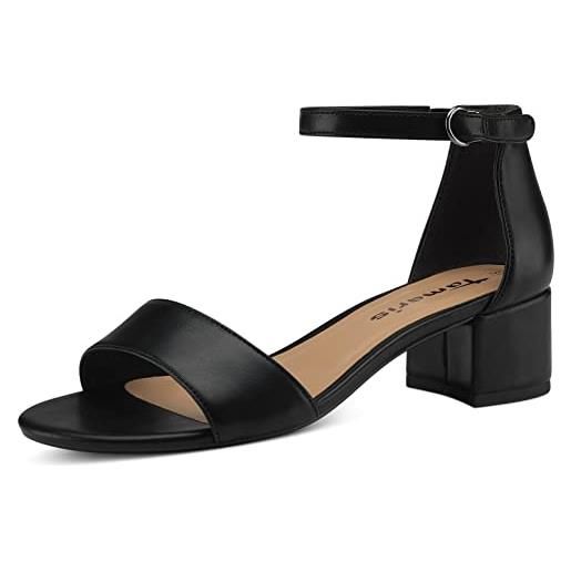 Tamaris donna sandali, signora sandali, scarpe estive, cinturini, elegante, femminile, tacco leggero, black matt, 39 eu