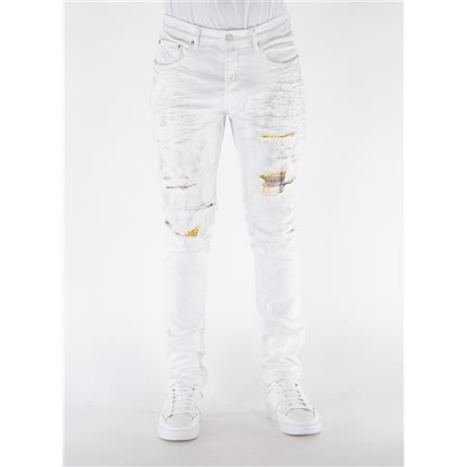 PURPLE BRAND jeans p001 heavy repair with plaid patch uomo