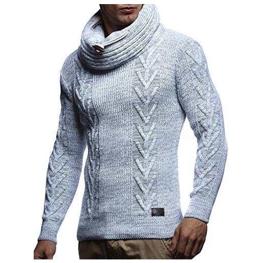 Leif Nelson dolcevita maglione uomo felpa a maglia ln-7135 crude grey medium