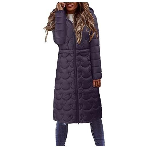 Generico cappotto invernale da donna elegante piumino pelliccia giacca con cappuccio trench giubbotto giubbino in pile giacche donna inverno cappotto nero lungo donna cappotto donna invernale