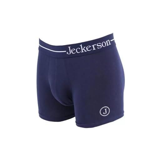 Jeckerson boxer uomo cotone intimo elastico jacquard, blu, m