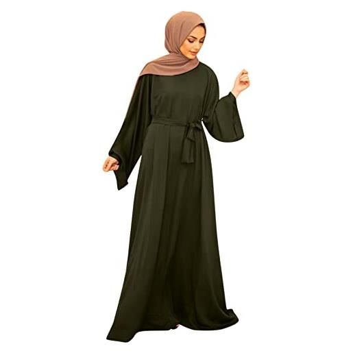 Bluelucon abaya abito da donna musulmano, da hijab burka a maniche lunghe, islamic prayer dress ramadan, da donna, 0620b-nero, xl
