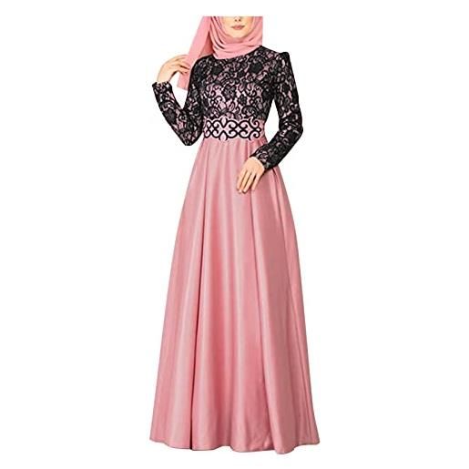 Bluelucon abbigliamento islamico donna hijab set burka manica lunga islamic prayer dress ramadan abiti donna pregare vestiti per le donne musulmani, colore: rosa. , m