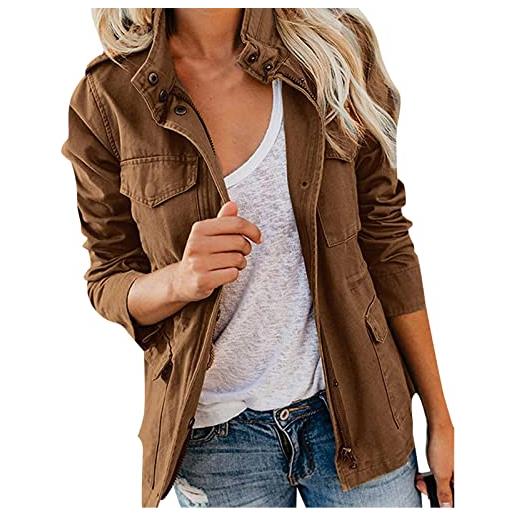 JokeLomple giacca militare da donna - cappotto corto parka in cotone giubbotto leggero slim fit leggere sport casual giacca offerta con tasche zip elegante giubbino