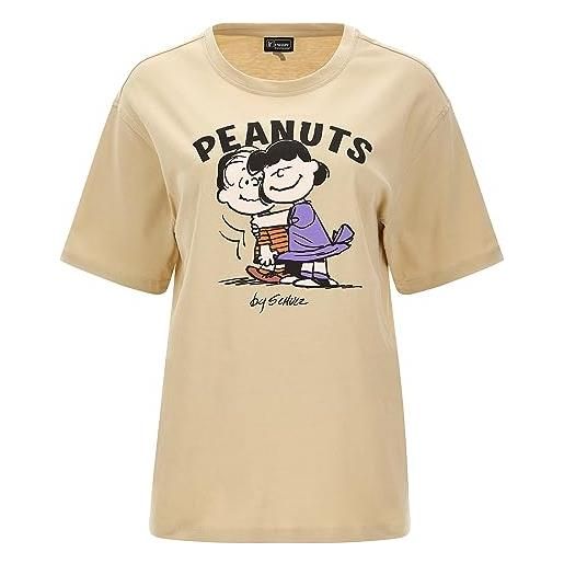 FREDDY - t-shirt comfort fit in jersey con stampa peanuts, donna, beige, large