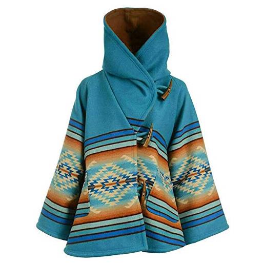 Aksah fashion giacca da donna yellowstone beth dutton in misto lana blu con cappuccio kelly reilly poncho cappotto, blu, s